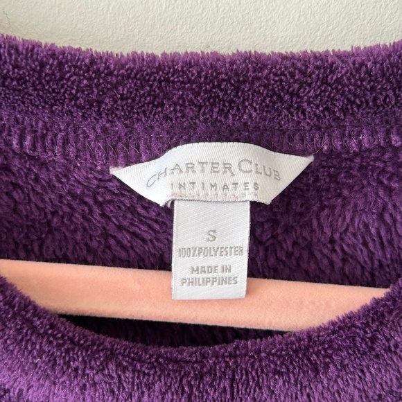 Charter Club Purple Plush Fleece Crewneck Top - Picture 16 of 16